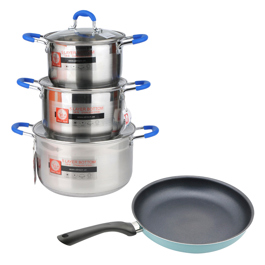 Combo Bộ Nồi Inox Smartcook 2355961 + Chảo Chống Dính Smartcook 2350359E