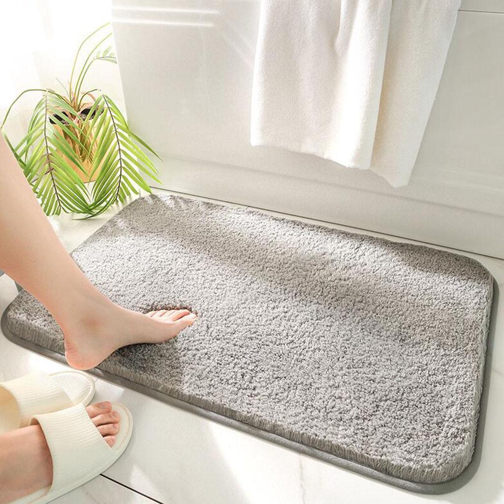 Soft Bathroom Rugs Water Absorbent Non Slip Bath Shower Mat Grey 40x60cm