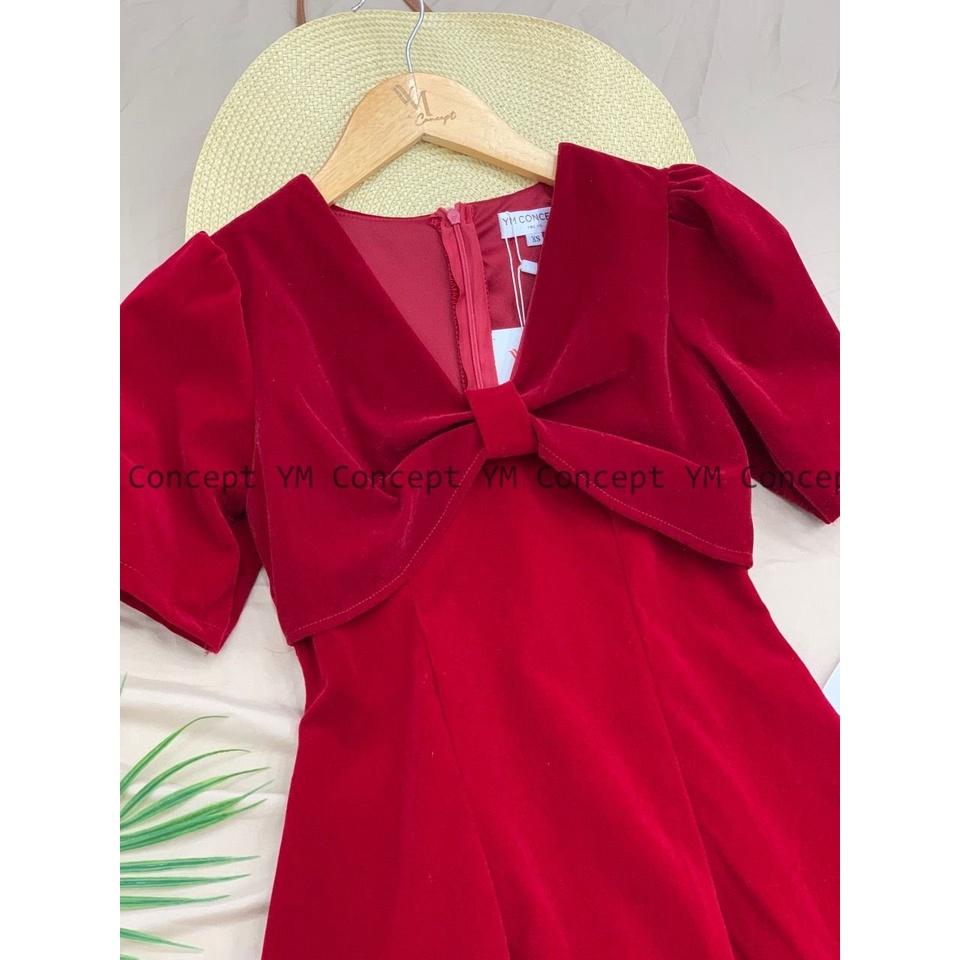 Đầm Nhung Nơ ngực Cực Xinh - D0483