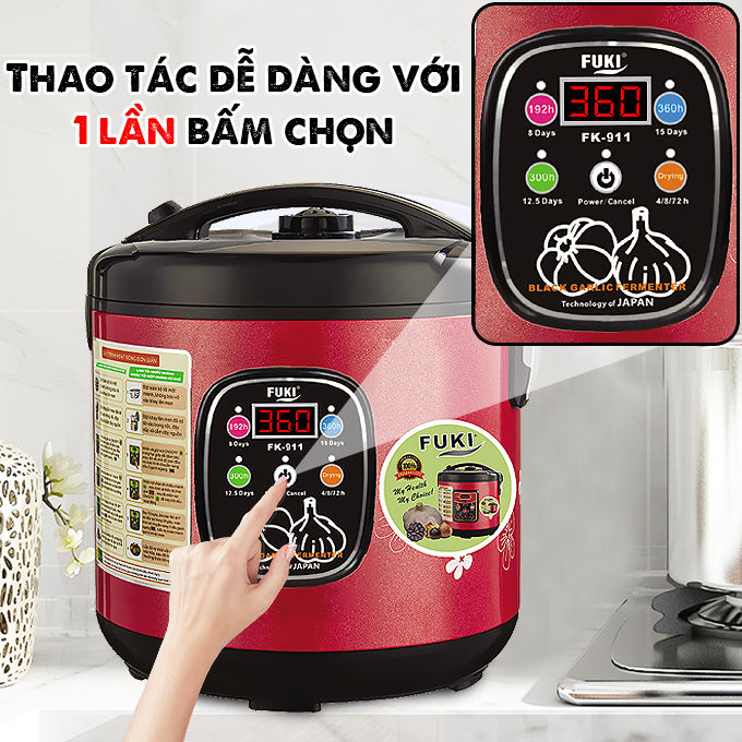 Máy làm tỏi đen Nhật Bản Fuki 6L FK-911 dòng tuỳ chỉnh (đỏ mận) - Hàng chính hãng