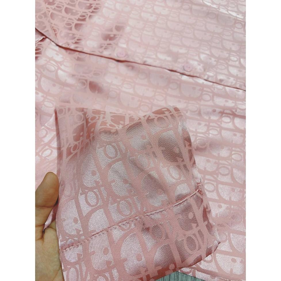 freeship Bộ ngủ lua pijama dài tay chất satin siêu mềm mịn cao cấp màu hồng vỏ đỗ ( Ảnh chụp thật 100%)