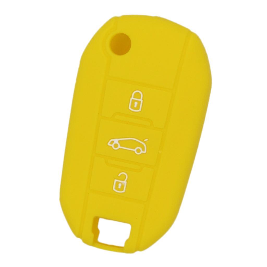 Silicone Car Key Case Cover Fit for AUDI Folding Remote Key Fob Case Shell 3 Buttons Yellow