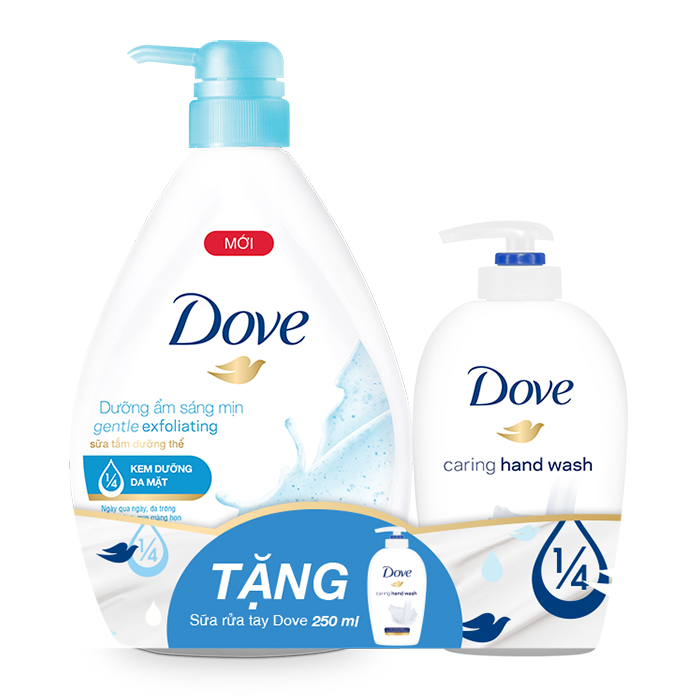 Sữa Tắm Dưỡng Thể Dove Dưỡng Ẩm Sáng Mịn (530g) + Tặng Nước Rửa Tay Dove (250ml)