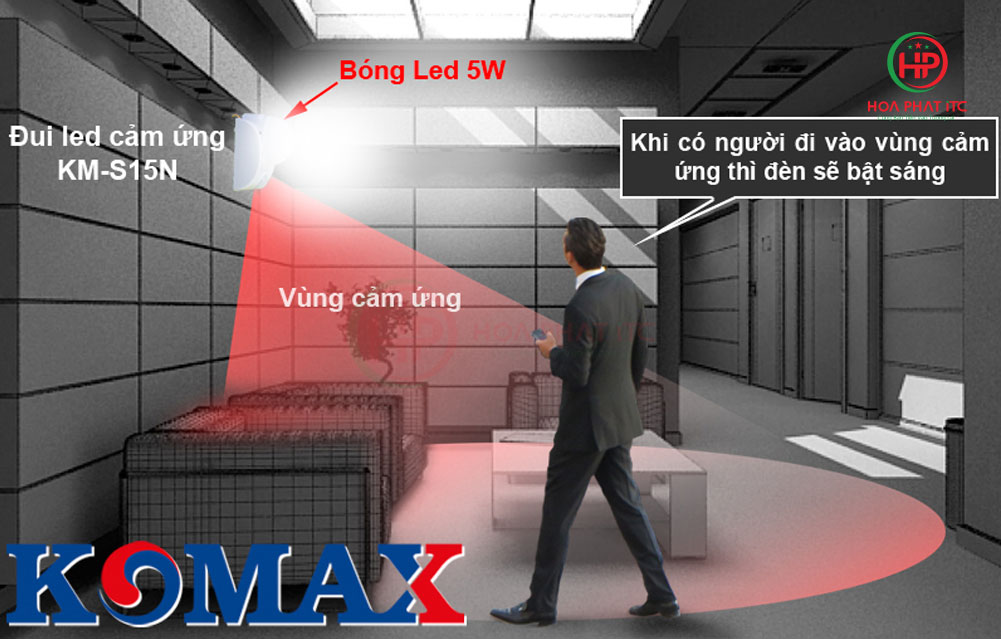 Đèn LED cảm ứng hồng ngoại Komax KM-S15N