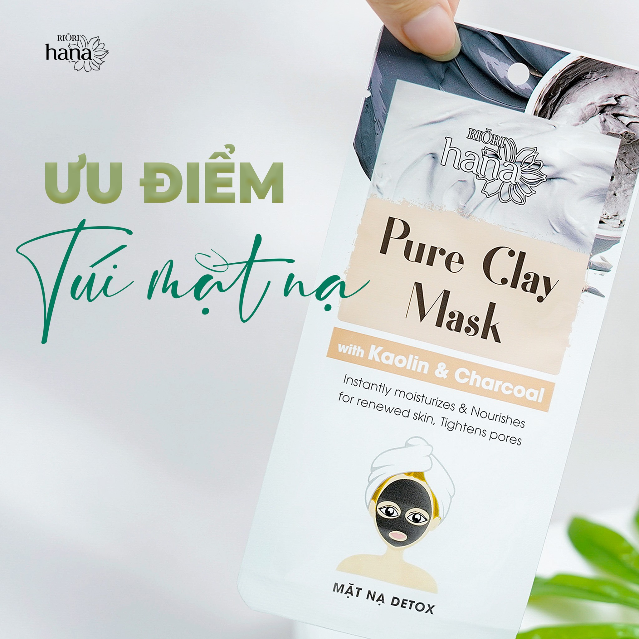 Mặt Nạ Đất Sét Detox Thải Độc Da RIORI Pure Clay Mask hộp 6 gói x 12g, Nạ Bùn Khoáng giúp hút dầu thừa, thu nhỏ lỗ chân lông, ngăn ngừa mụn...