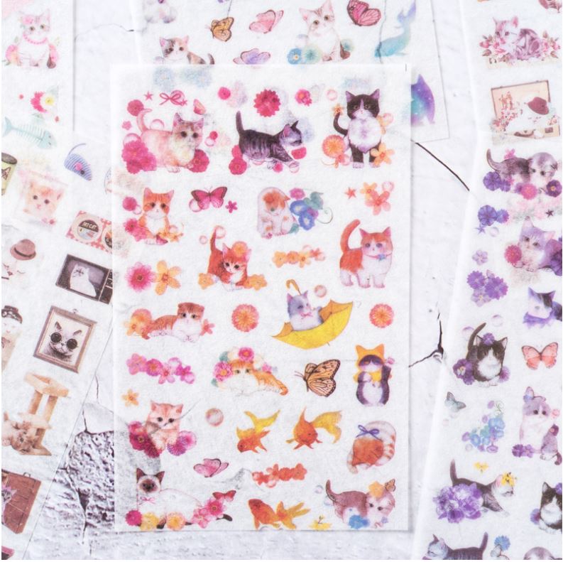 Bộ 6 Tấm Sticker Giấy Mèo Nhật Bản