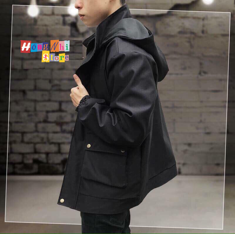 Áo Khoác JACKET KAKI 2 TÚI DÁNG RỘNG DÀI MÀU Đen - JACKET KAKI UNISEX TAN - MM