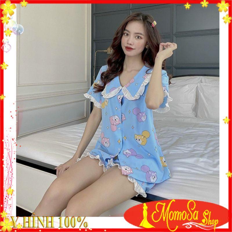 Đồ Bộ Tiểu Thư Pijama Nữ Mặc Nhà Quần Đùi Lụa Thái Cao Cấp Mềm Mịn