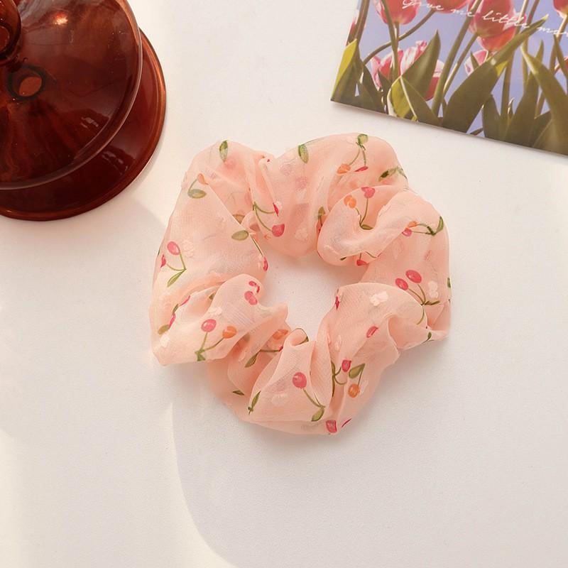 Dây buộc tóc vải scrunchies quả cherry nhiều màu