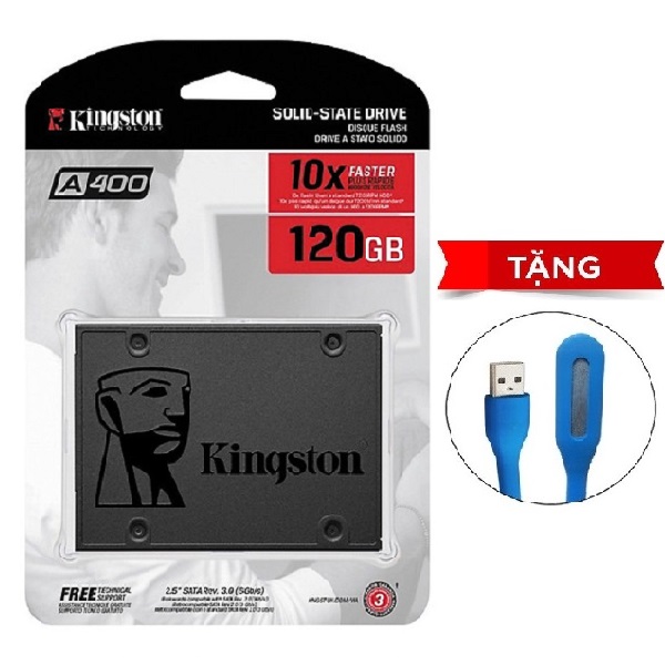 Ổ Cứng SSD Kingston A400 (120GB) - Hàng Chính Hãng + Tặng Đèn Led