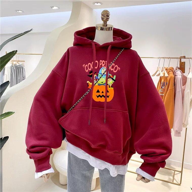 Áo hoodie nam nữ bí ngô chất nỉ bông siêu dày , phom rộng size từ 37 đến 65kg