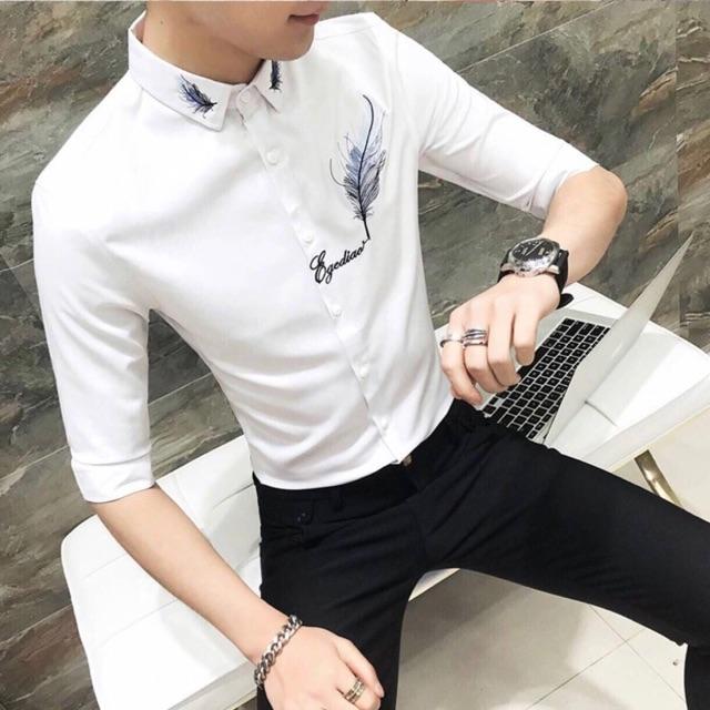 ÁO SƠ MI NAM COTTON CAO CẤP THÊU LÔNG VŨ
