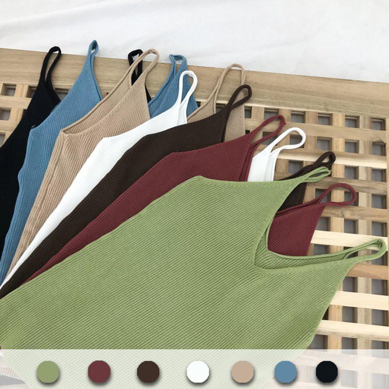 Áo Tank Top Dệt Kim Cổ Chữ U Phong Cách Retro