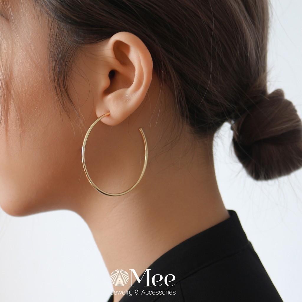 Bông tai tròn MEE bản lớn, khuyên tai không cần bấm lỗ cá tính - E6836