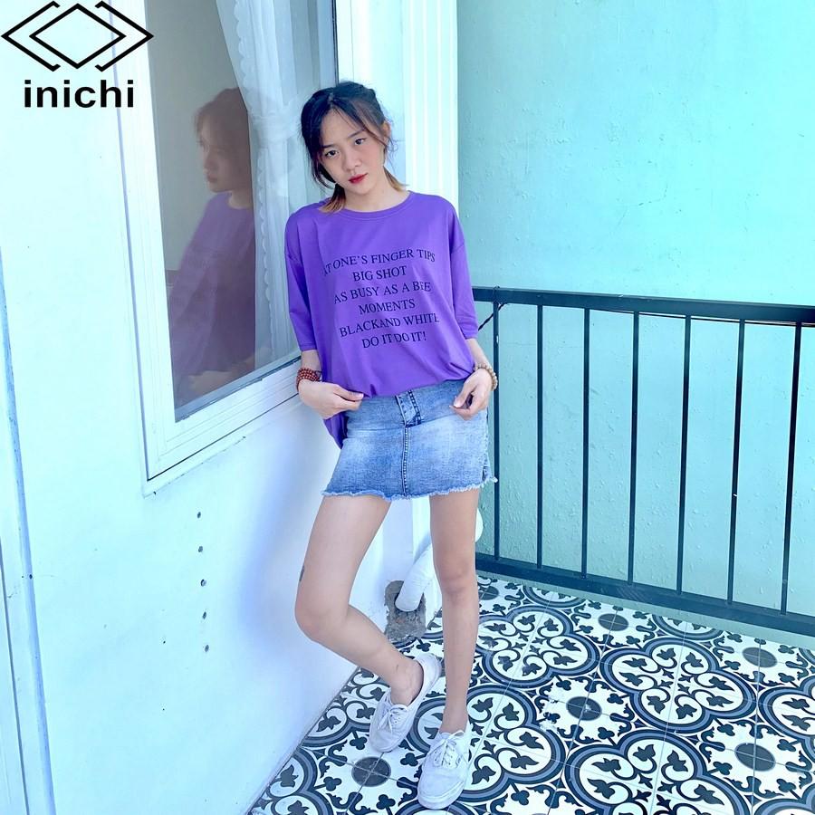 Áo thun tay lỡ form rộng INICHI phong cách Unisex cho cả nam nữ in chữ BIG SHOT - IC630 màu hồng