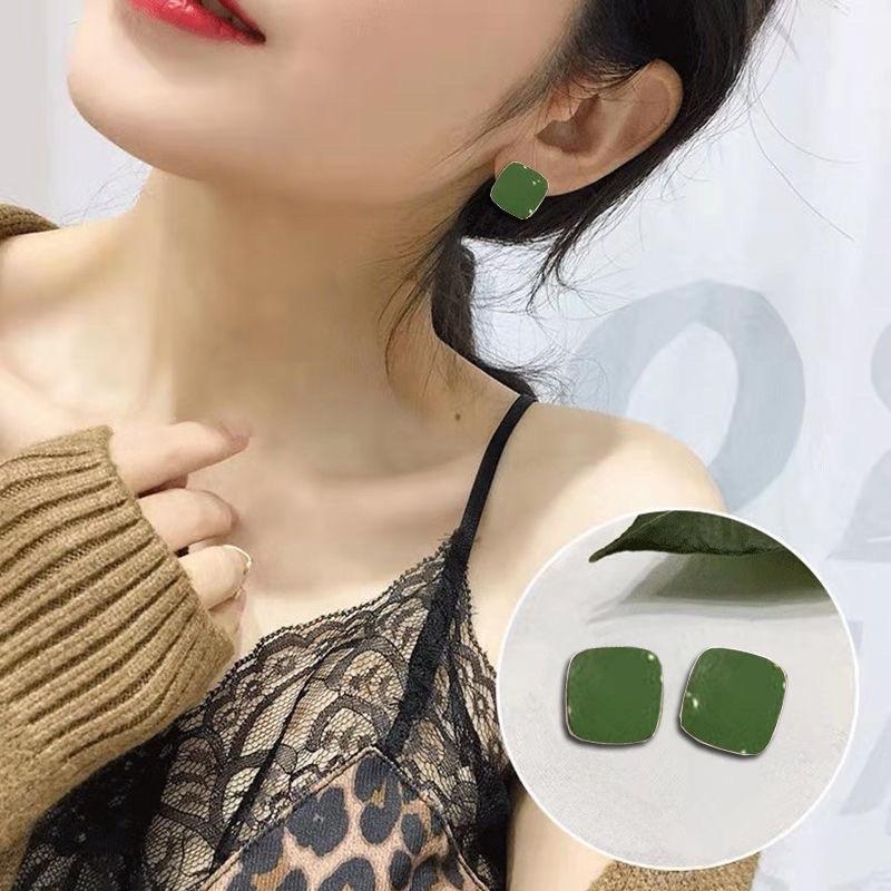 Bông Tai Khuyên Tai Nữ Phong Cách Retro Hình Vuông Nhiều Màu Sắc Đơn Giản Đẹp Ring House