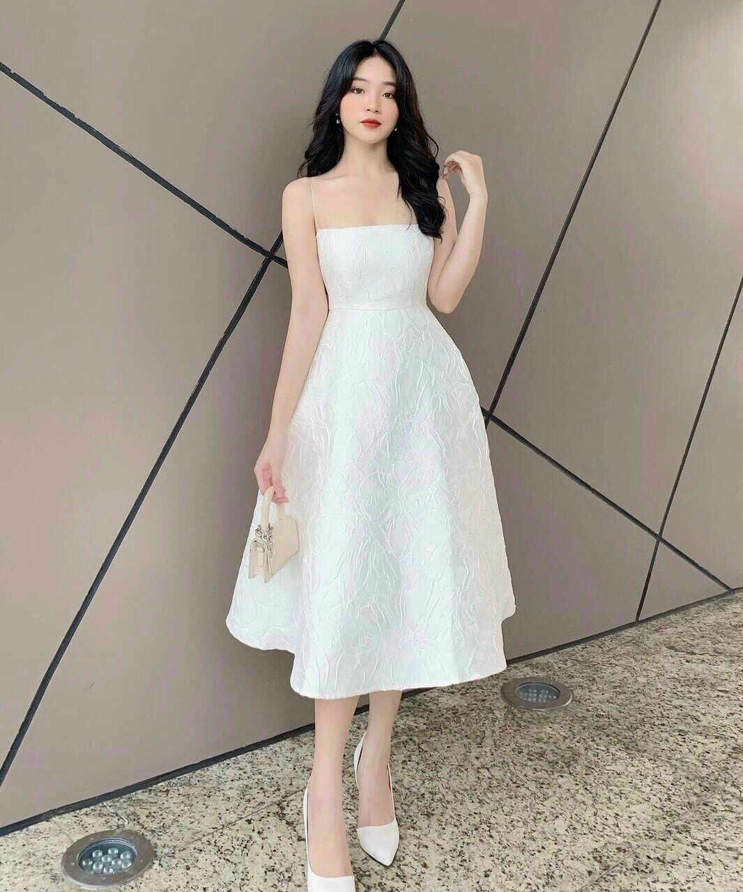 Đầm gấm hoa cao cấp ( có mút)