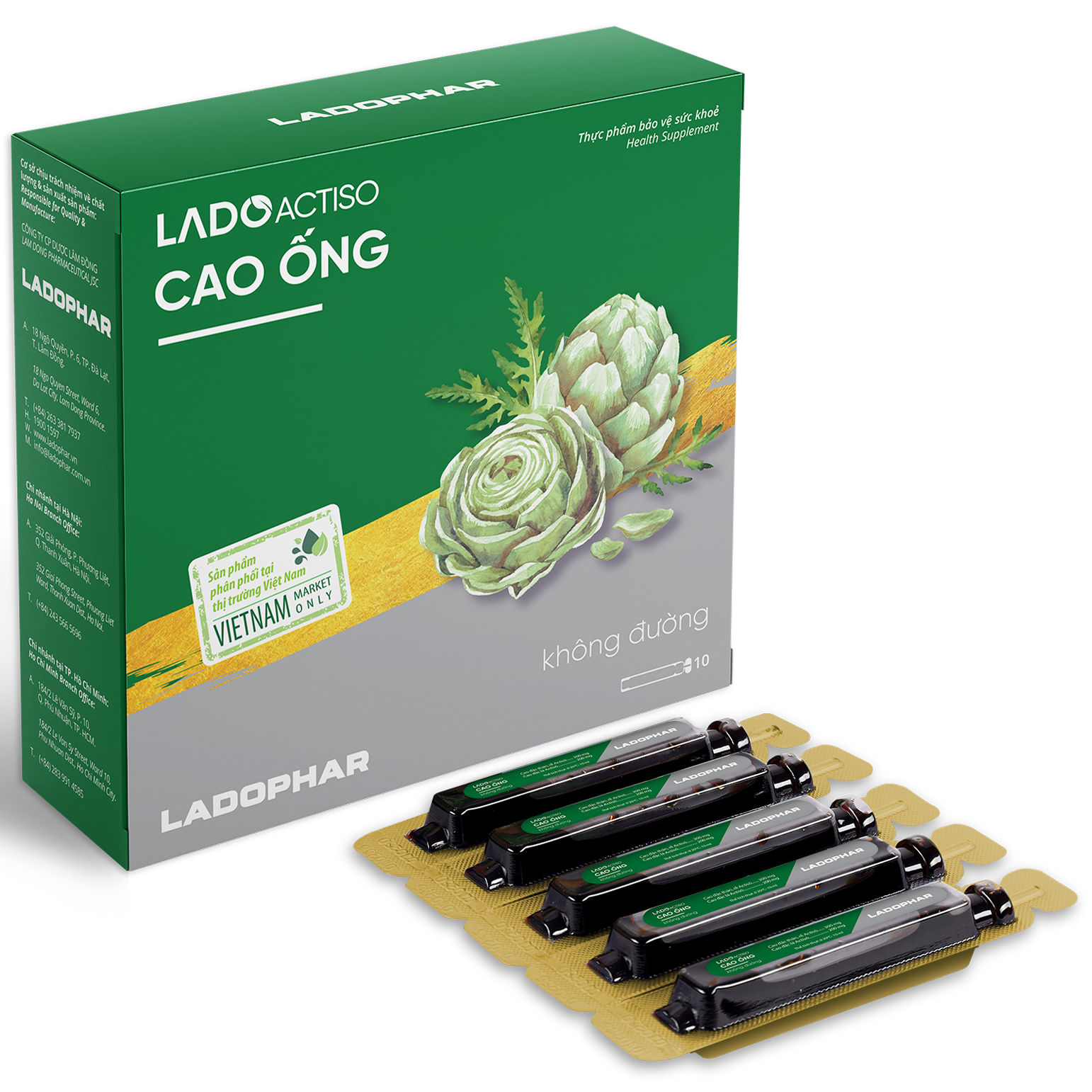 Cao ống Atiso Ladophar không đường Hộp 10 ống 10ml Giúp mát gan, lợi mật, hỗ trợ tăng cường chức năng gan, giúp cải thiện quá trình tiêu hóa do chức năng gan kém tặng 1 túi trà