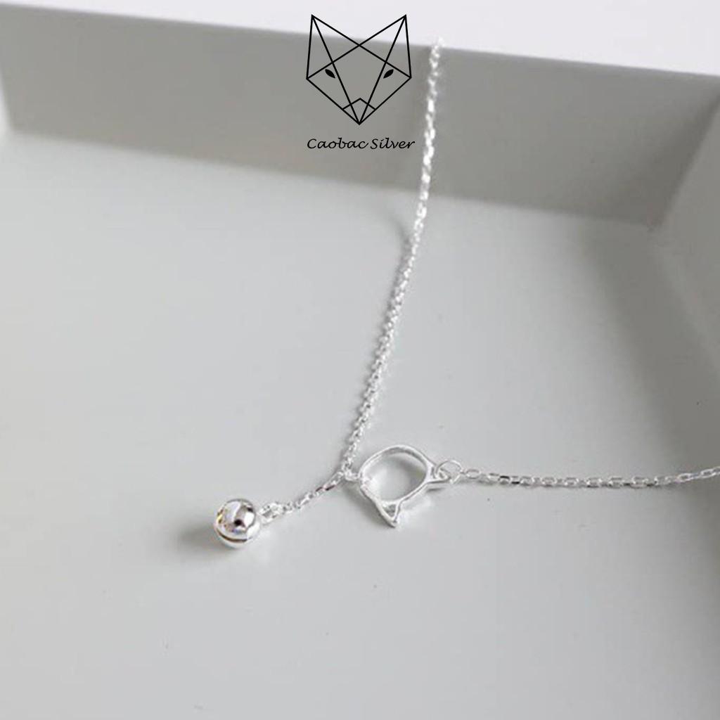 Lắc Tay Bạc S99 CaoBac Silver Mặt Mèo Dây Xích Xinh Xắn Cho Nữ