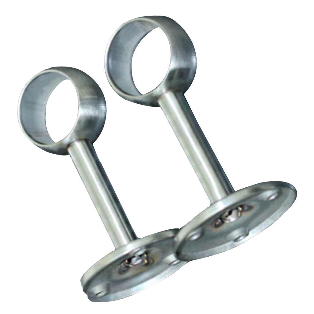 2pcs Stainless Steel Wardrobe Pipe Lever Rod Bracket Flange
