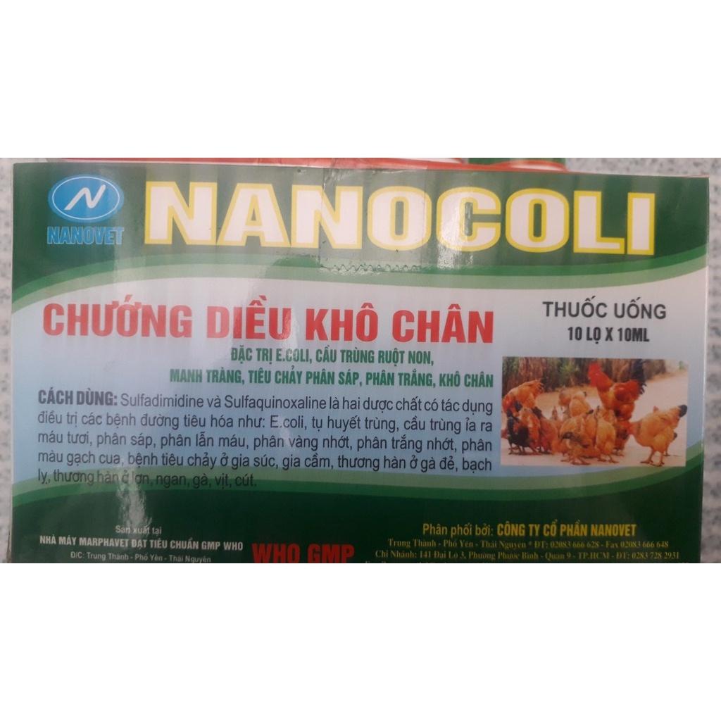 Nanocoli lọ 10ml. Chướng diều, khô chân gà, vịt, chim cảnh
