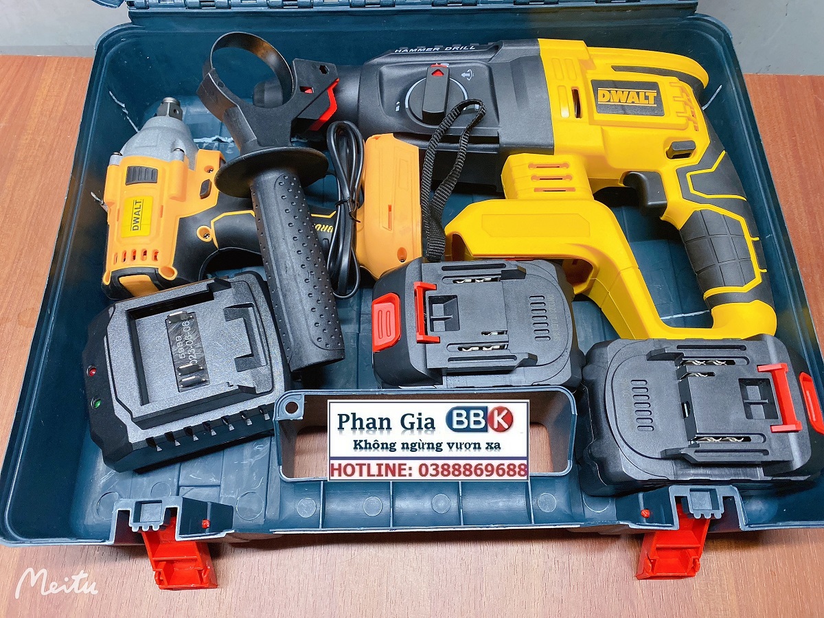 Bộ Combo Máy Khoan Đục Bê Tông Và Máy Siết Bulong - Bộ 2 Pin 15 Cell Động Cơ Từ Không Chổi Than - Bảo Hành 12 Tháng
