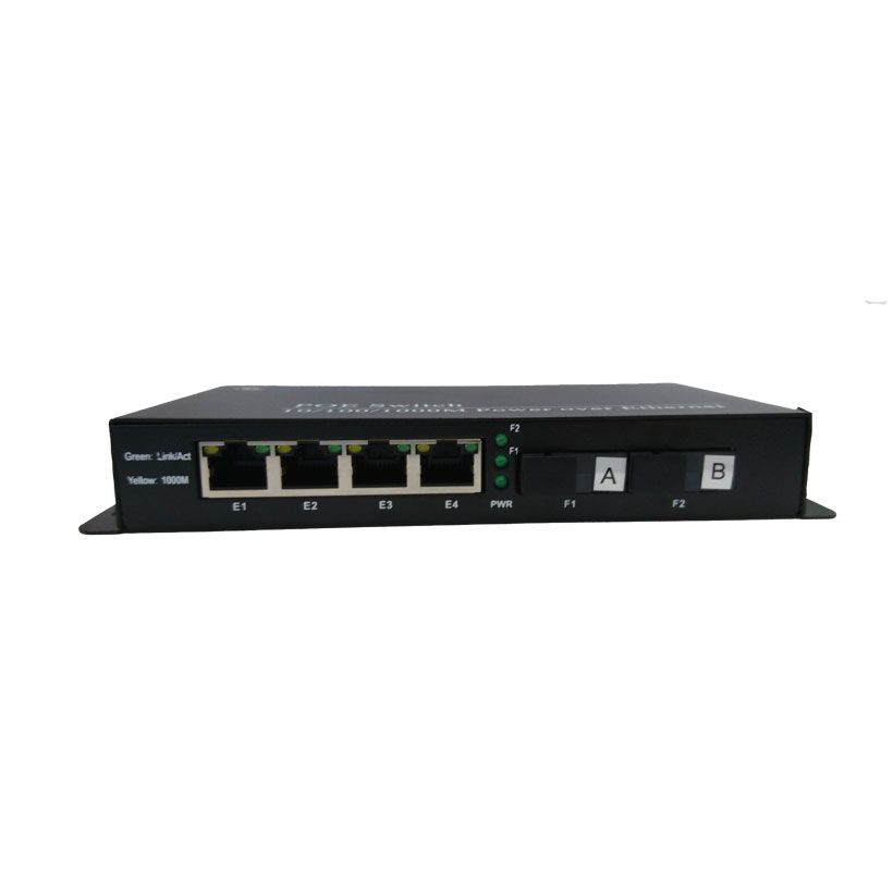 Switch quang PoE chuyển tiếp Gnetcom HL-2F4EP-1000 | 2 port fiber,4 lan 10/100/1000MB - Hàng Chính hãng