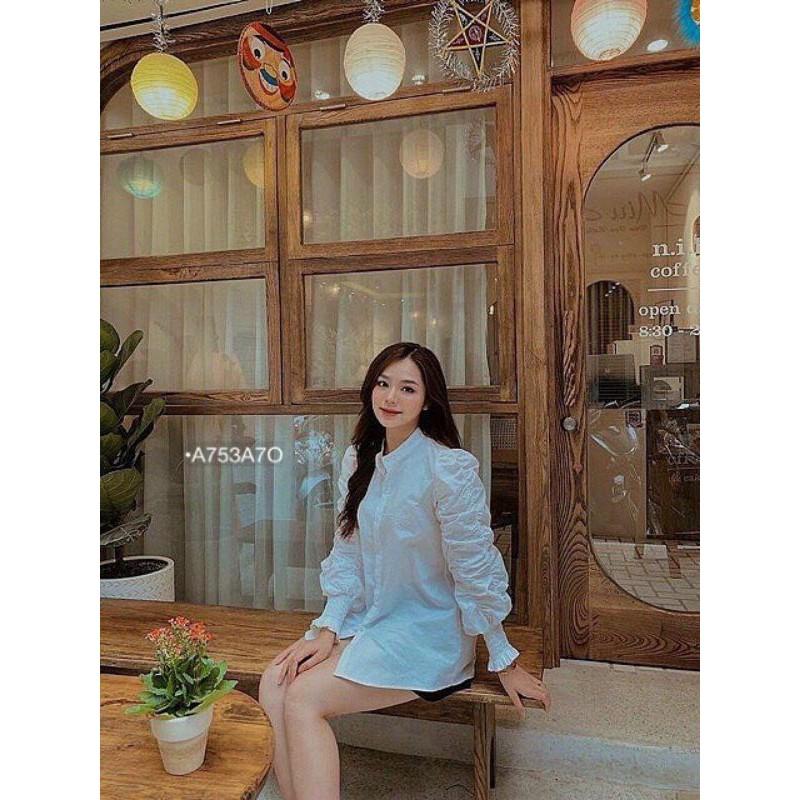 ÁO SƠ MI TRỤ TAY NHÚN PHỒNG