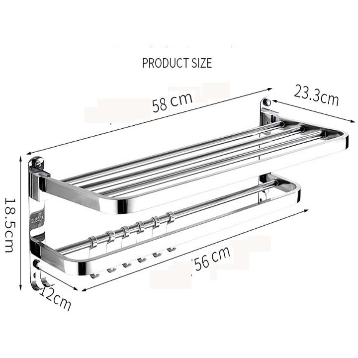 Kệ treo khăn và quần áo nhà tắm - 100% INOX 304