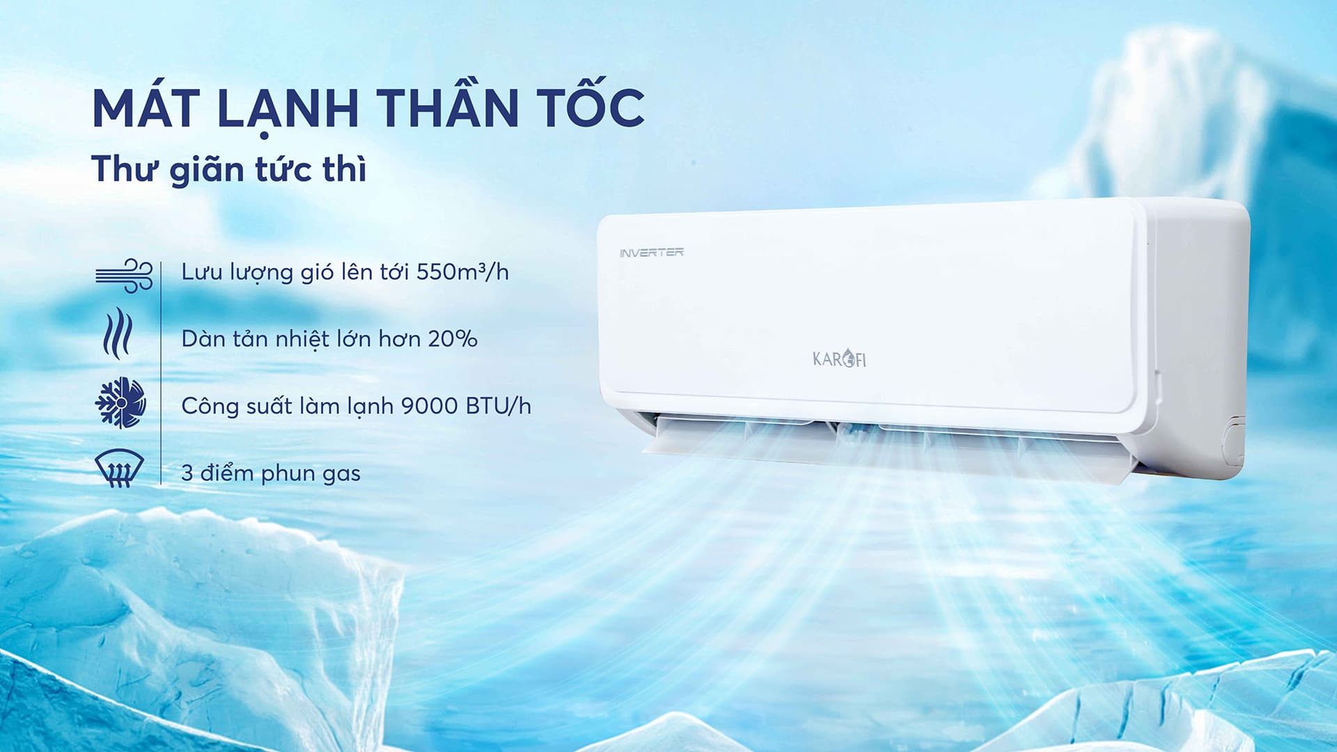 Máy lạnh iventer Karofi I1C09,  9000BTU - Hàng Chính  Hãng - Giao hàng và lắp đặt miễn phí toàn quốc