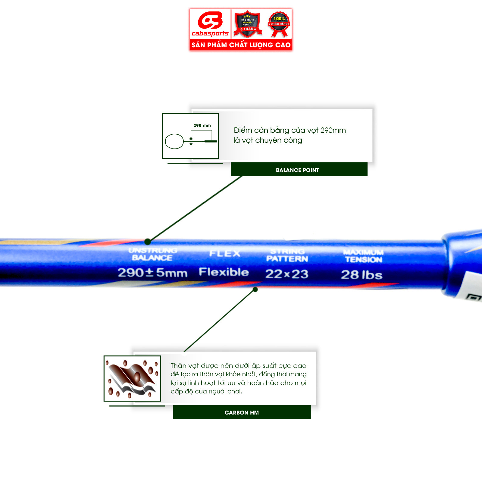 Vợt cầu lông Prokennex POWER PRO 705 Xanh Đen chuyên công - Đã đan lưới