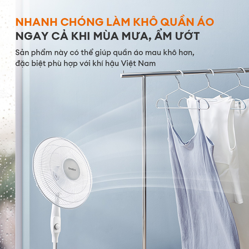 Quạt điện đứng 5 cánh 3 tốc độ Gaabor FM430M-WH05A độ ồn cực thấp đảo gió 90 độ tuần hoàn tùy chỉnh tiết kiệm điện - Hàng chính hãng