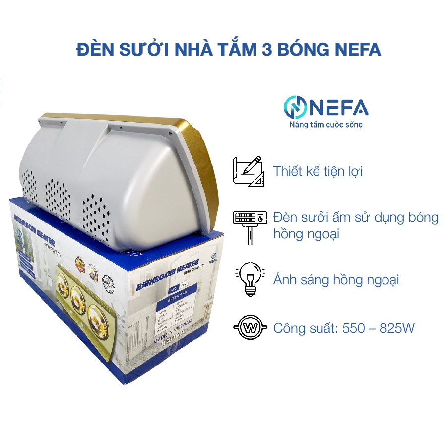 Đèn sưởi nhà tắm 3 bóng Nefa