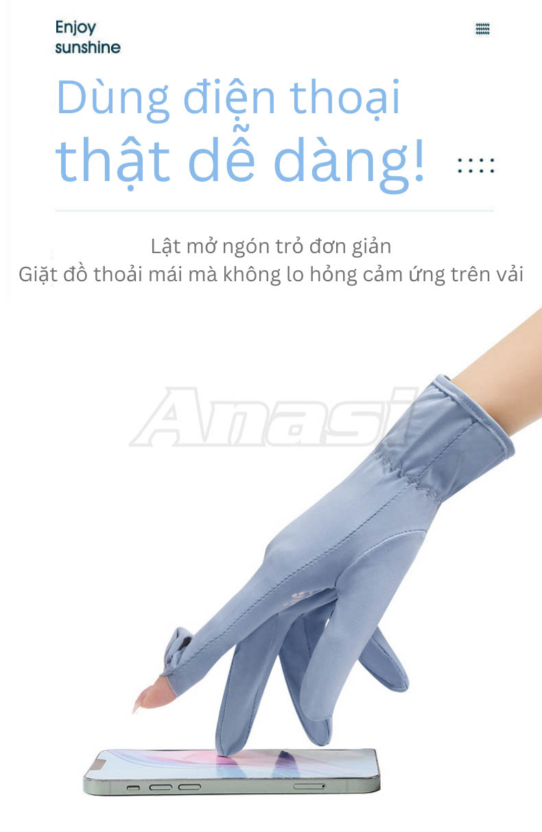 Găng tay chống nắng lụa băng TOLV13 | Chống tia UV SPF50+ | Bao tay chạy xe cho nữ