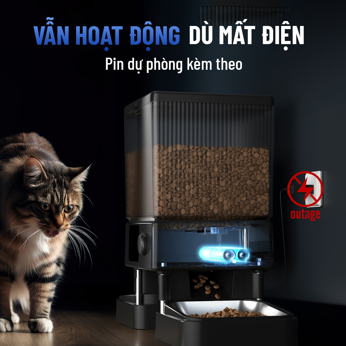 Máy cho thú cưng ăn tự động Oneisall PFD-002 Pro có ghi âm, có pin dự phòng - Hàng chính hãng