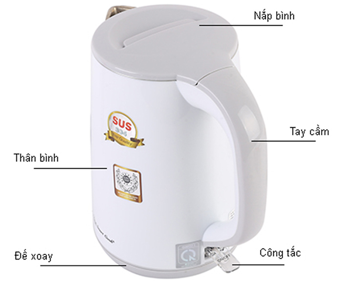 Ấm Đun Nước Siêu Tốc Smartcook KES-0219- 1.2L (Trắng) - Hàng chính hãng