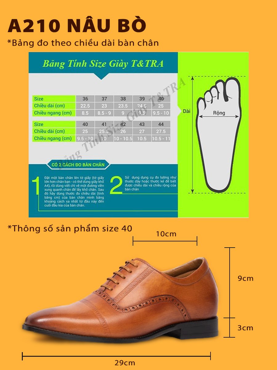 Giày Cao Nam T&TRA A210NB