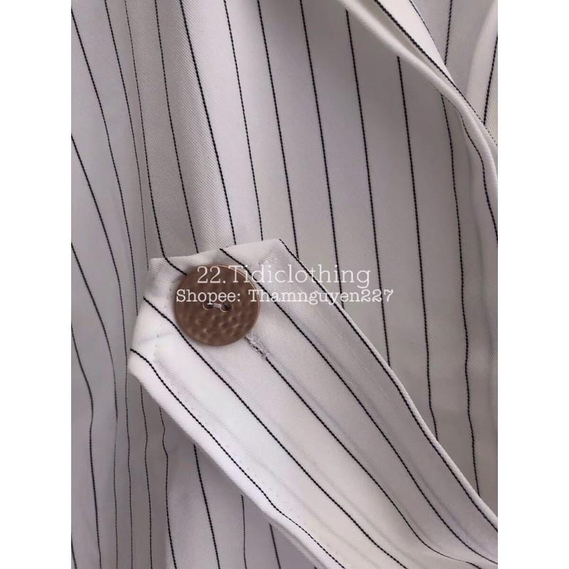 Áo sơ mi kiểu Hàn Quốc _ nút chéo form rộng Oversize