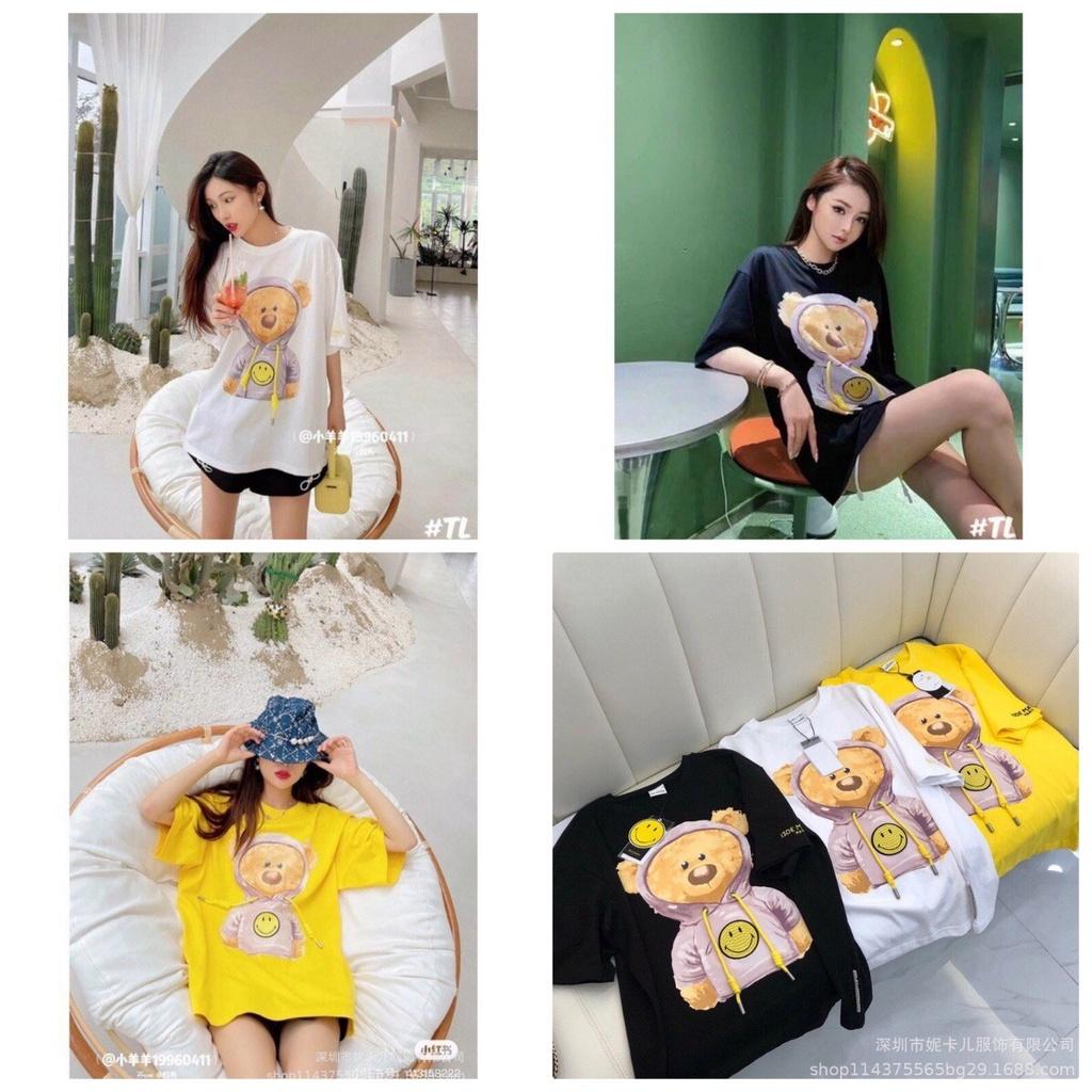 Áo Phông Unisex Hàn Quốc Dáng Rộng Họa Tiết Gấu Drew 3 Màu Siêu Xinh