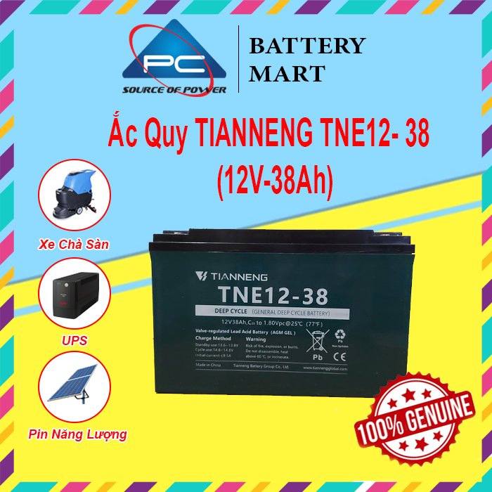 Ắc Quy Thiên Năng Tianneng TNE12-38 , ắc quy dùng cho Xe điện, UPS, Năng lượng mặt trời