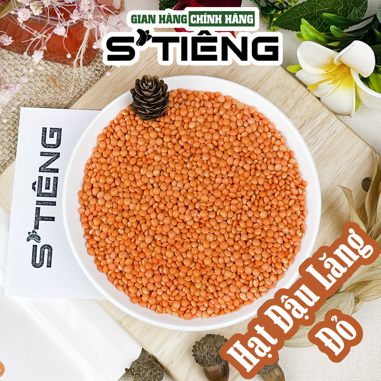 500Gr Hạt Đậu Lăng Đỏ Cam Sống S'TIÊNG Chế Biến Món Ăn