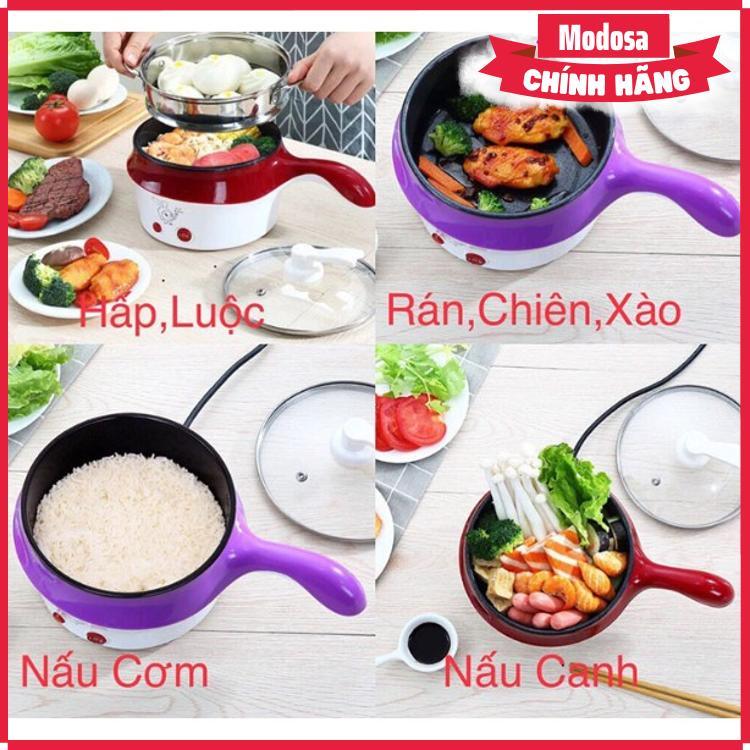 Nồi Lẩu Điện Modosa Mini Đa Năng 2 In 1 Hấp, Chiên, Luộc - Đỏ, Hồng, Xanh Giao Màu Ngẫu Nhiên - Hàng Chính Hãng