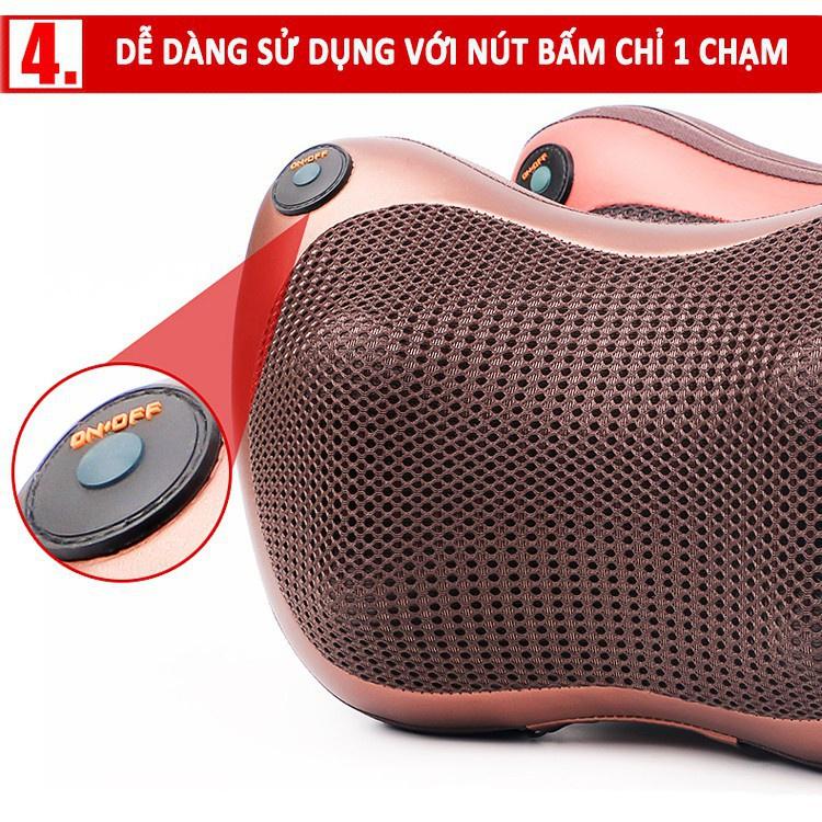 Gối Massage, Gối Massage Hồng Ngoại Cổ Vai Gáy 8 Bi  Massage, thư giãn giảm mệt mỏi, căng thẳng