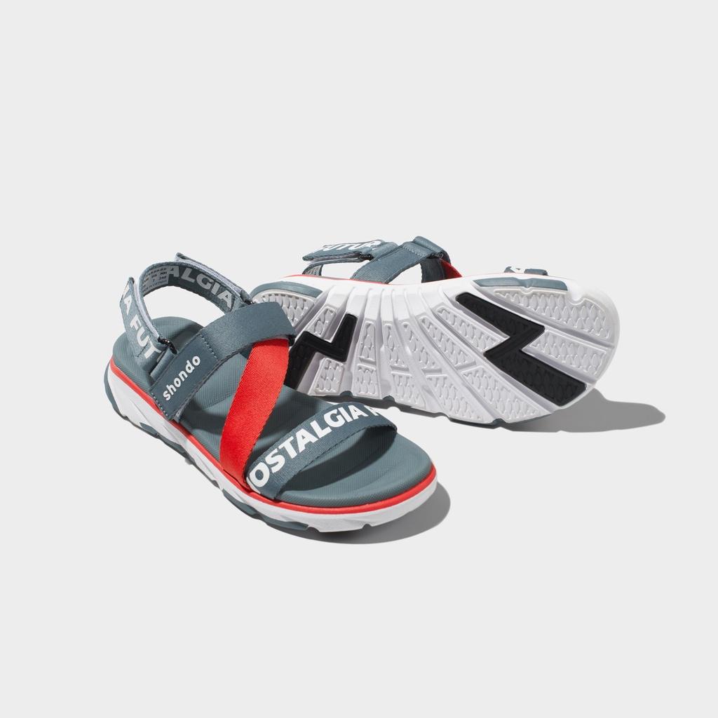 SHONDO Sandal F6 sport future xám đỏ thiết kế giới hạn đế 3CM Nam Nữ