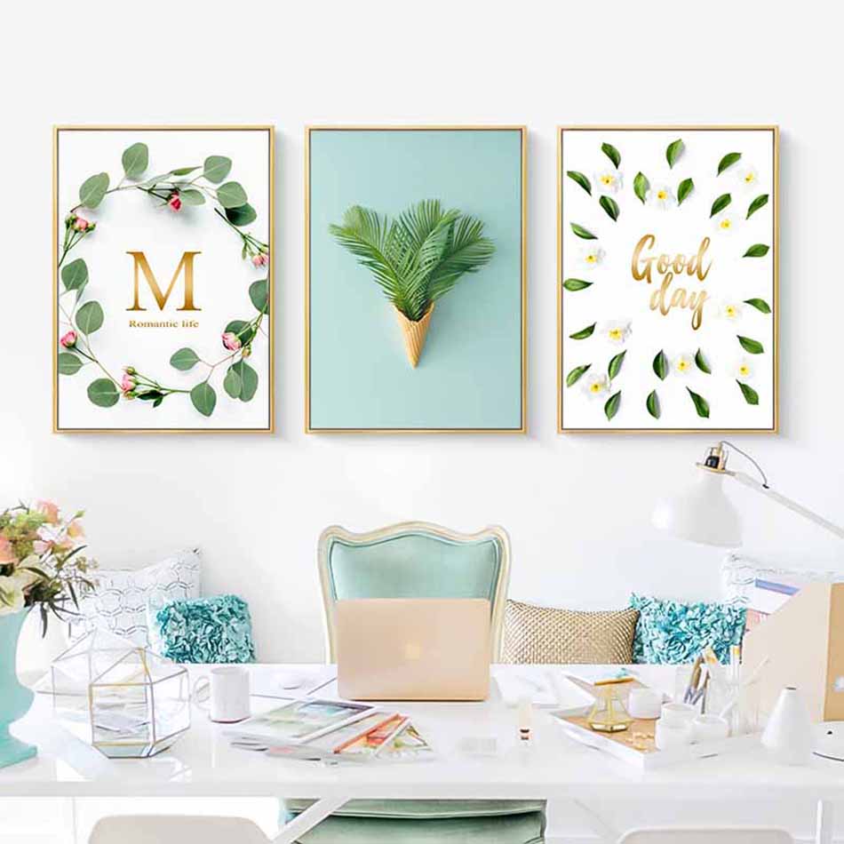 Bộ 3 tranh canvas treo tường Decor Hoa lá phong cách scandinavian - DC042