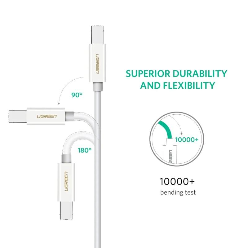 Ugreen UG40417US241TK 1.5M màu trắng Dây USB-C sang cáp máy in - HÀNG CHÍNH HÃNG