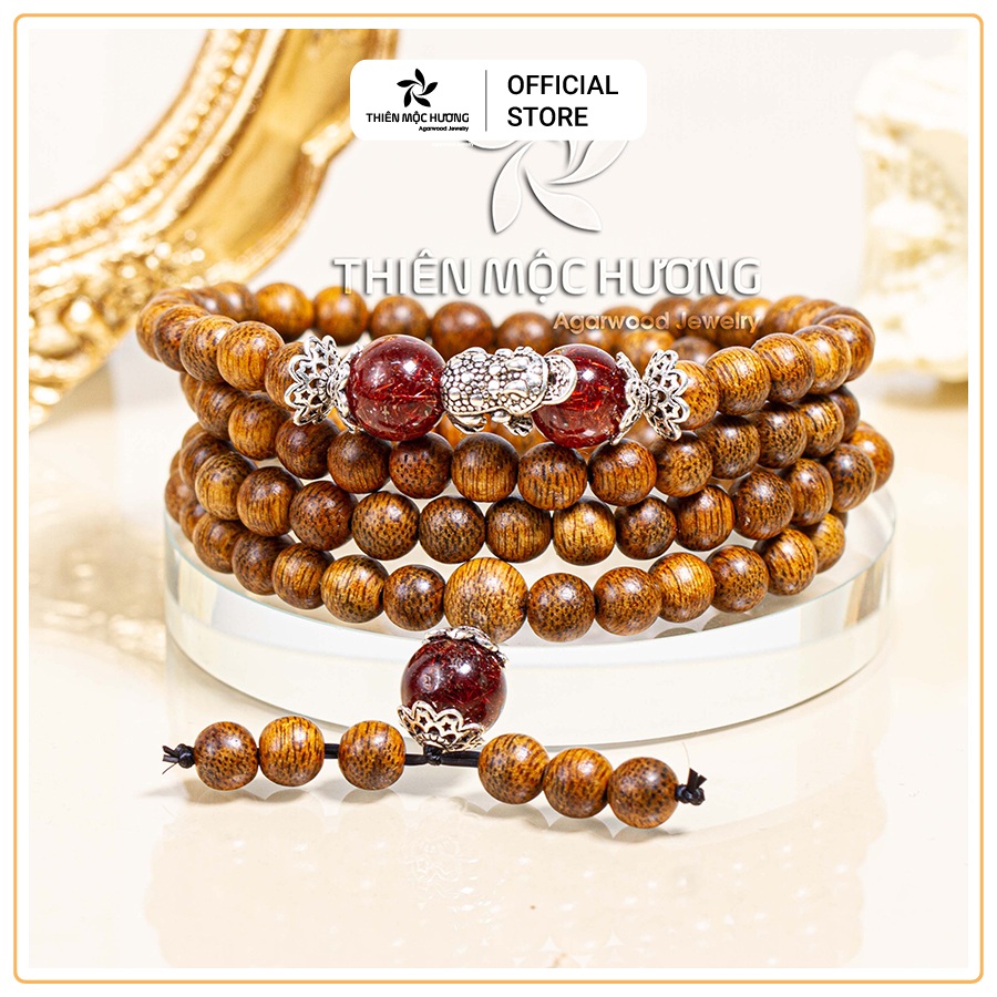 Vòng tay trầm hương tự nhiên 108 hạt Kim Thiềm Đài Cát mix Charm Bạc 925 cao cấp - Giàu sang, thịnh vượng - Trầm Tốc Việt Nam - Thiên Mộc Hương