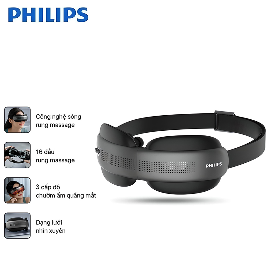 Máy massage mắt công nghệ VibWave, 16 điểm tiếp xúc và chườm nóng. Thương hiệu Hà Lan cao cấp Philips - PPM5202E