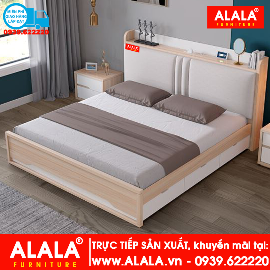 Giường ngủ ALALA14 gỗ HMR chống nước - www.ALALA.vn® - Za.lo: 0939.622220