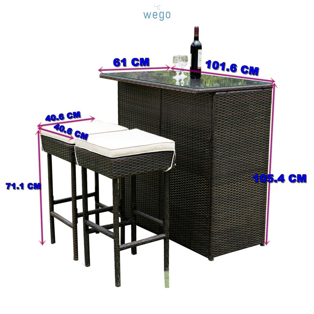 WEGO Bộ sofa ngoài trời bằng mây nhựa/ Quầy bar trong nhà và ngoài trời // Small bar set - pool sofa